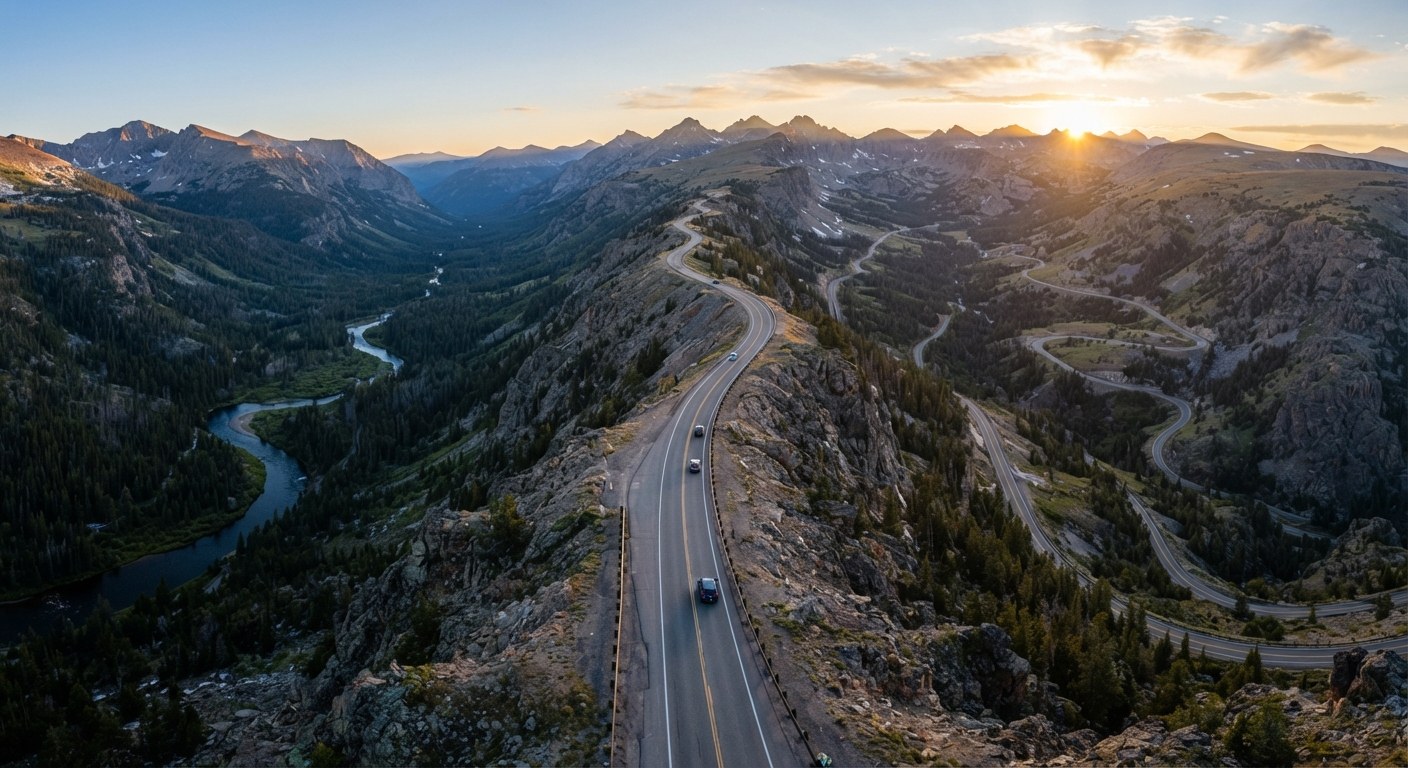 Highway through open country